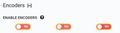 Disabled encoders from the firmware settings page Disabled encoders from the firmware settings page