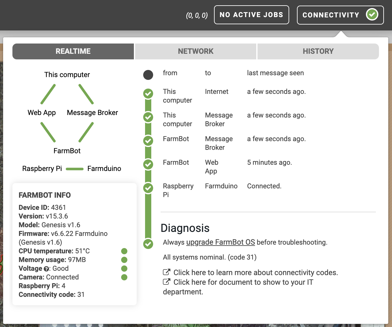 connectivity info pop-up