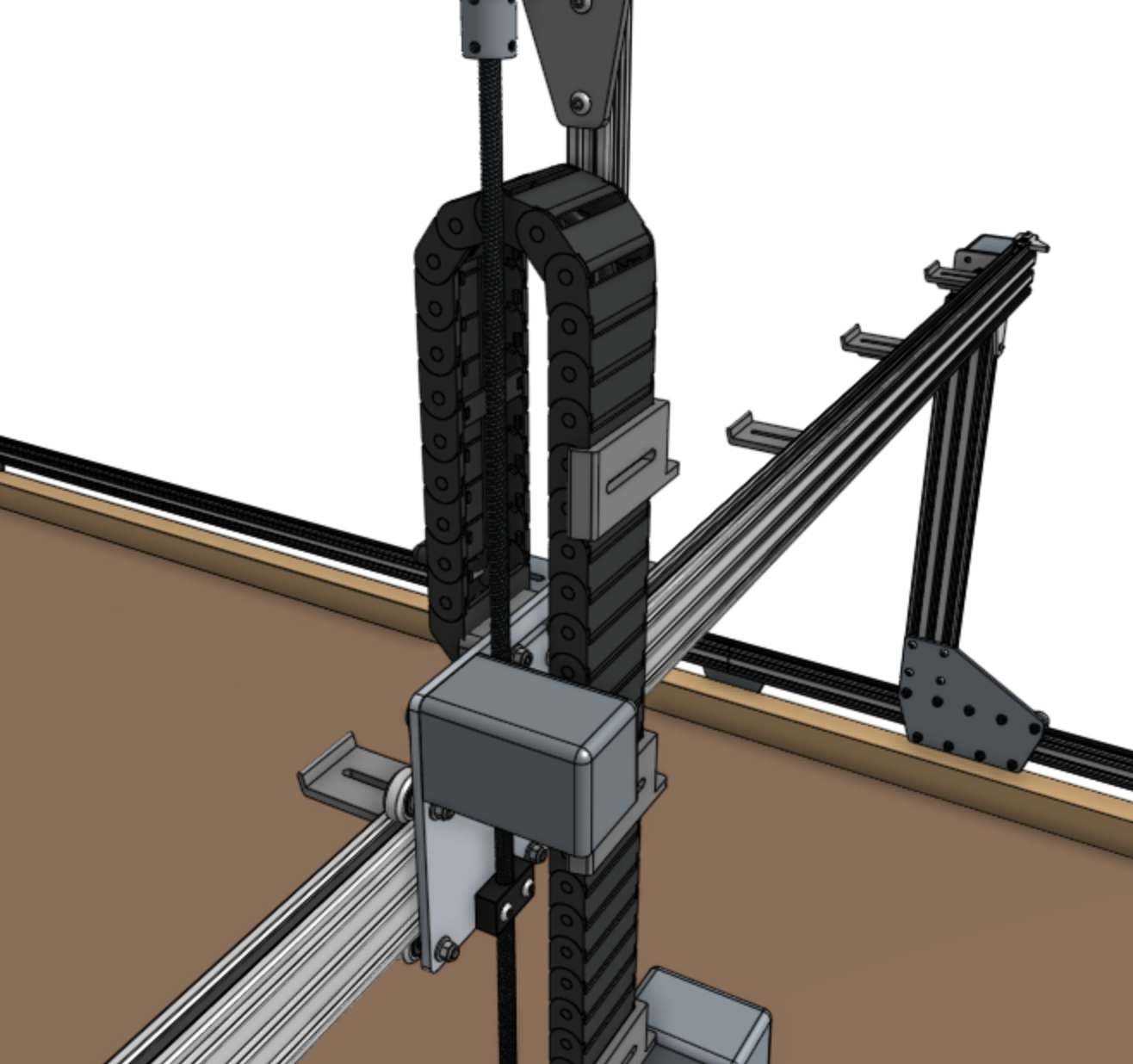 Drape the cable carrier into position Drape the cable carrier into position
