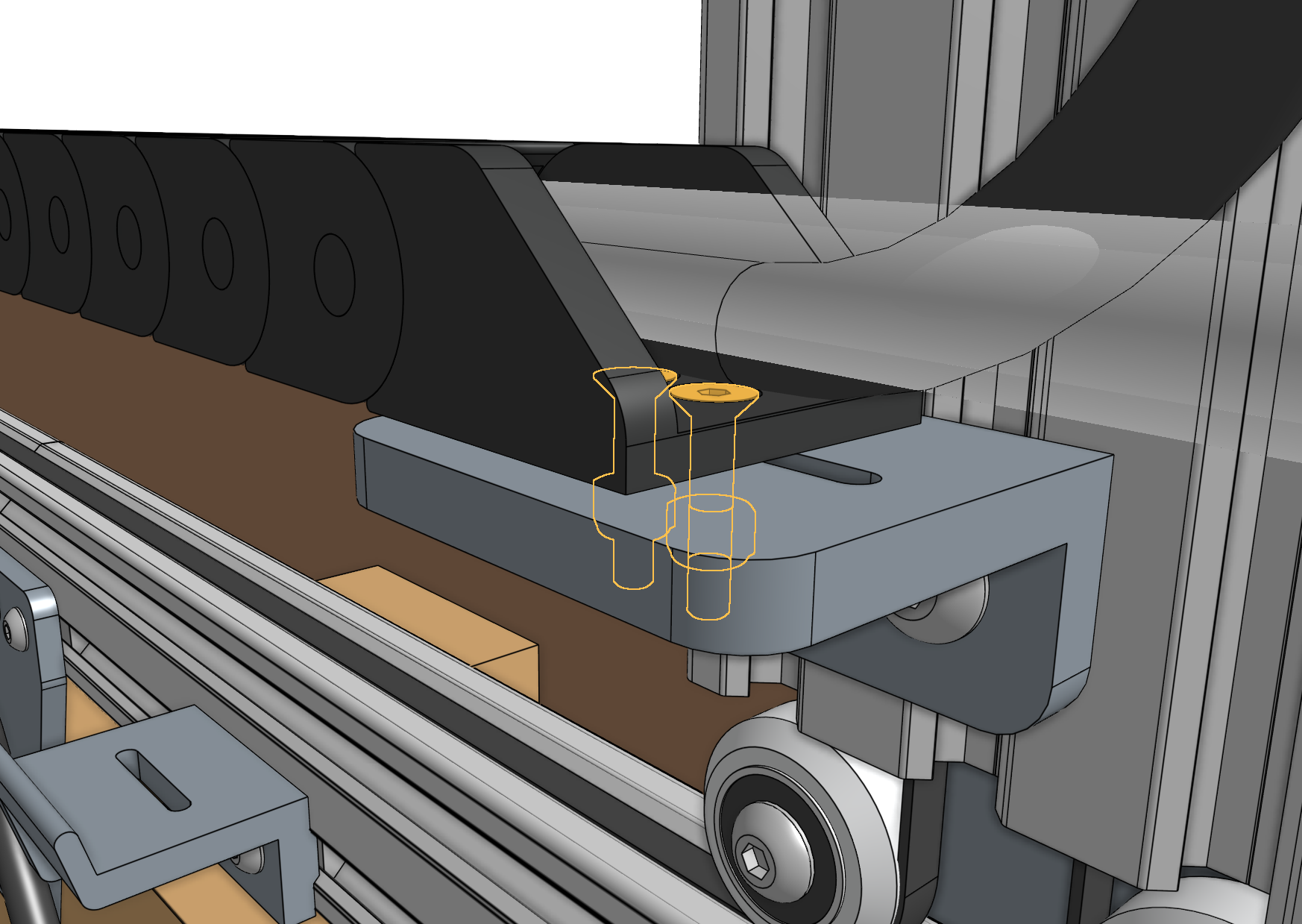Mount the x-axis cable carrier Mount the x-axis cable carrier