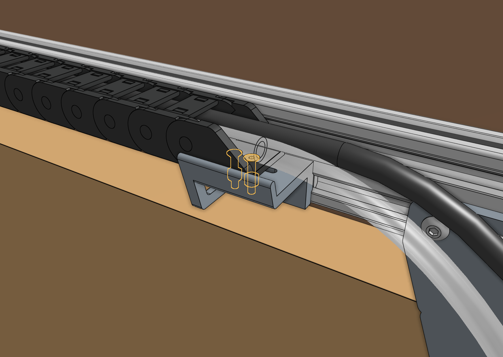 Mount the x-axis cable carrier Mount the x-axis cable carrier