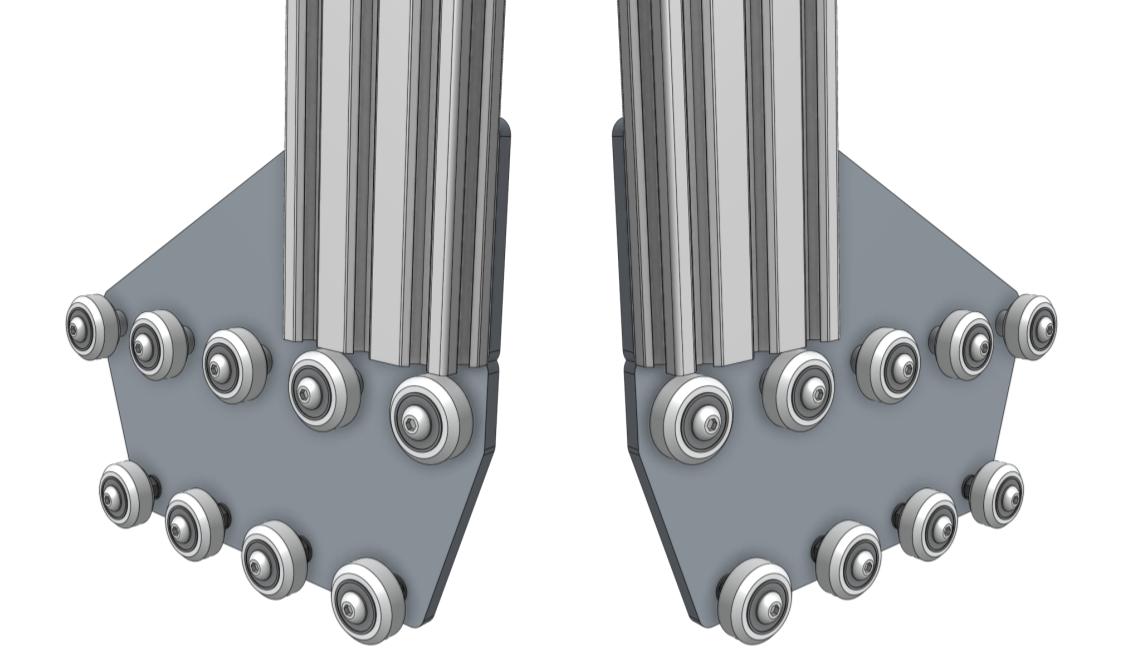 Attach the gantry wheel plates to the columns Attach the gantry wheel plates to the columns