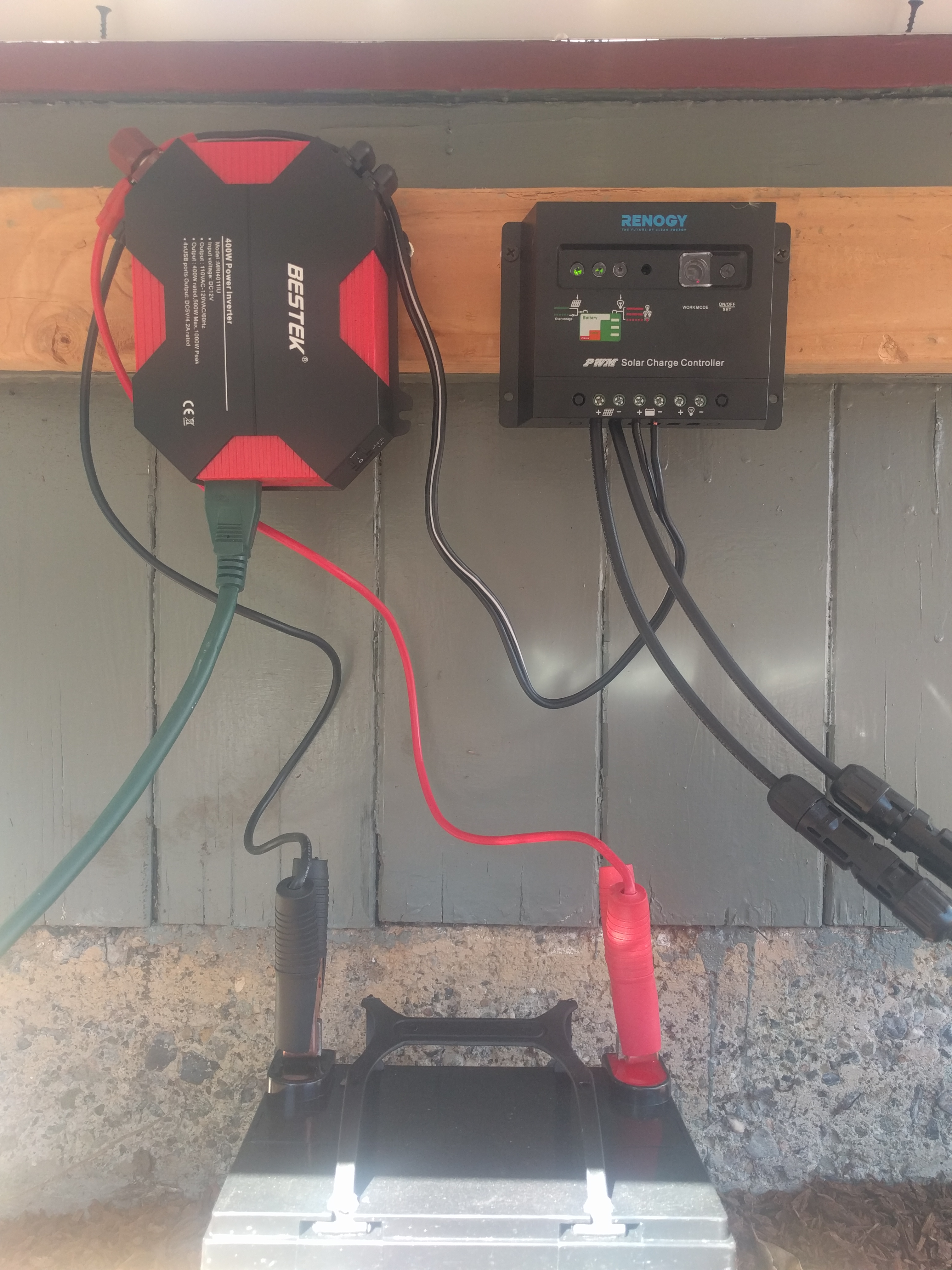 panel and charge controller wired to battery panel and charge controller wired to battery