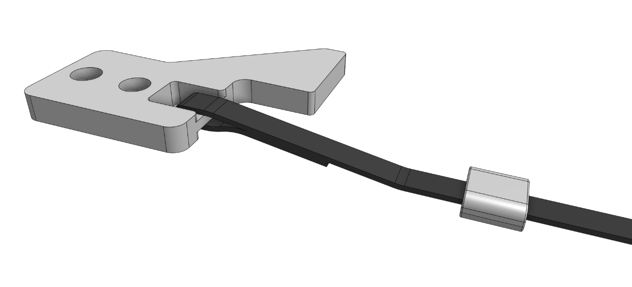 belt routed through clip belt routed through clip