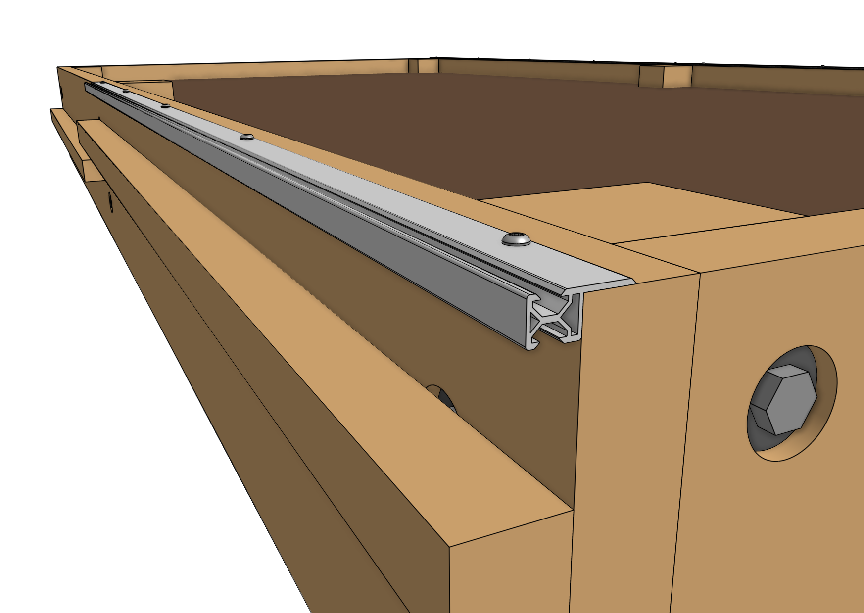 Mount the first track extrusion Mount the first track extrusion