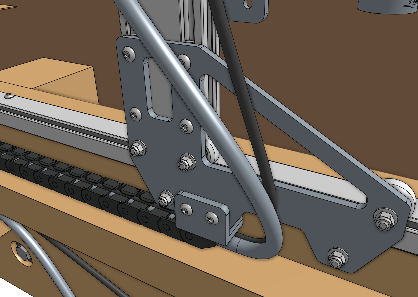 Connect the x-axis cable carrier to the gantry Connect the x-axis cable carrier to the gantry