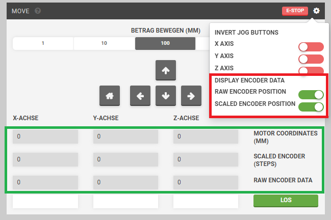move settings encoder position display move settings encoder position display