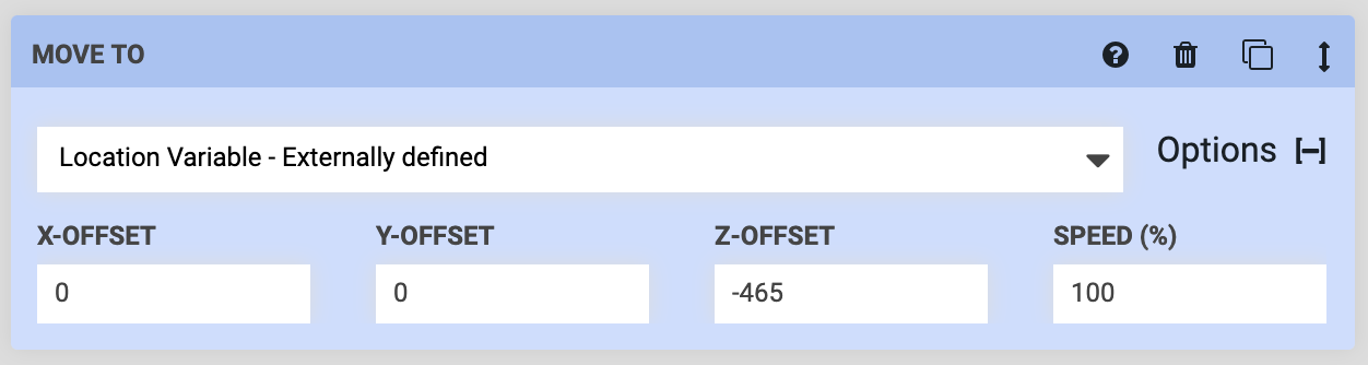 move to externally defined location with z offset move to externally defined location with z offset