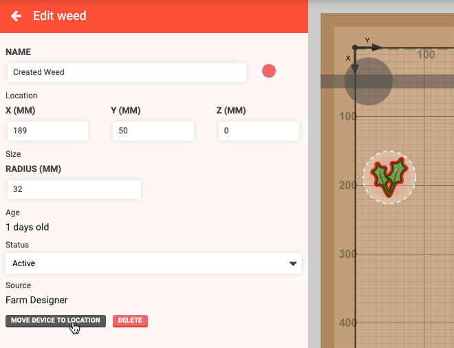 edit weeds panel with move to weed button edit weeds panel with move to weed button