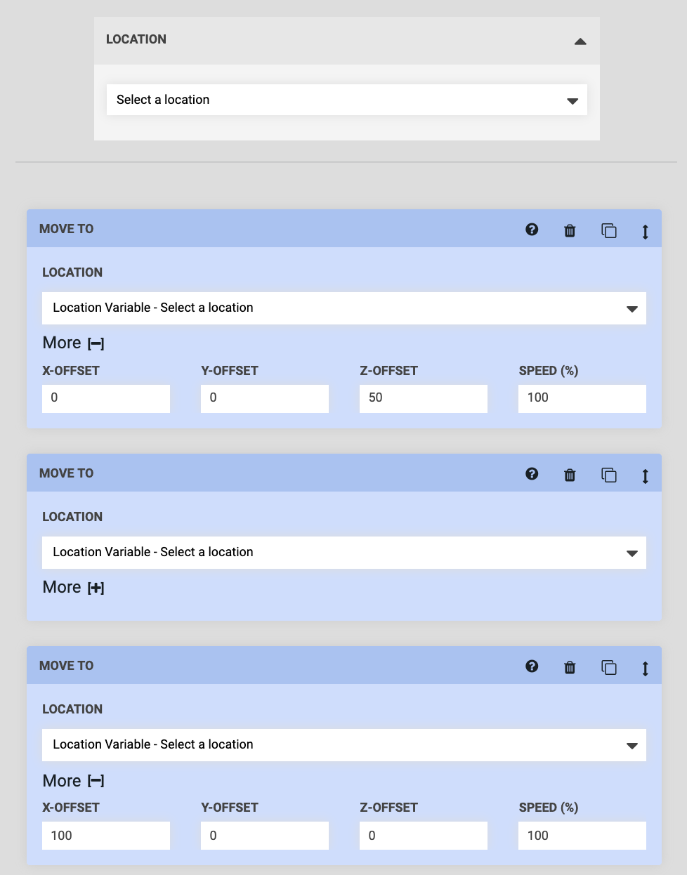 location variable selected for all move steps location variable selected for all move steps
