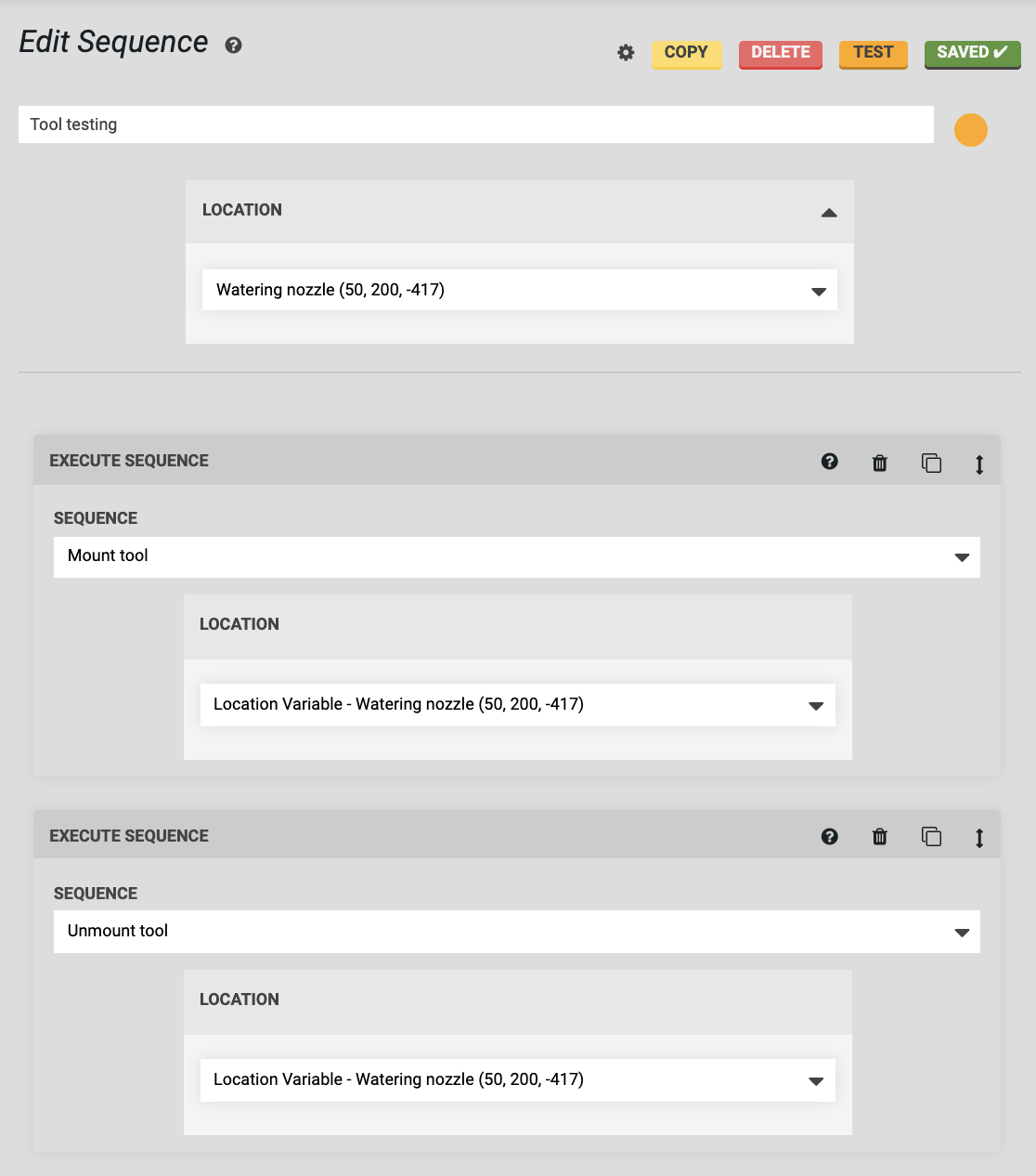 tool testing sequence tool testing sequence