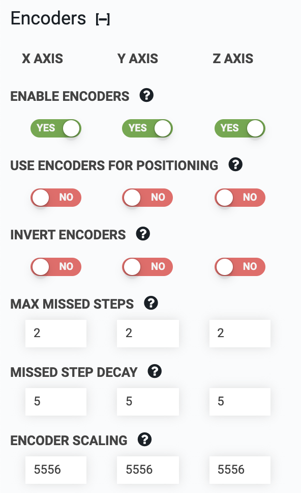 encoder settings encoder settings