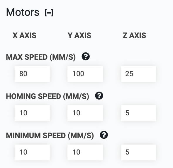 motor settings motor settings