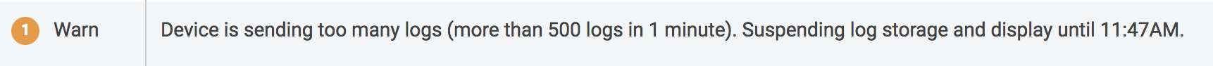 device sending too many logs warning log message device sending too many logs warning log message