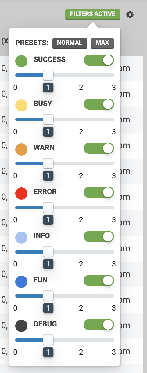 log verbosity menu log verbosity menu