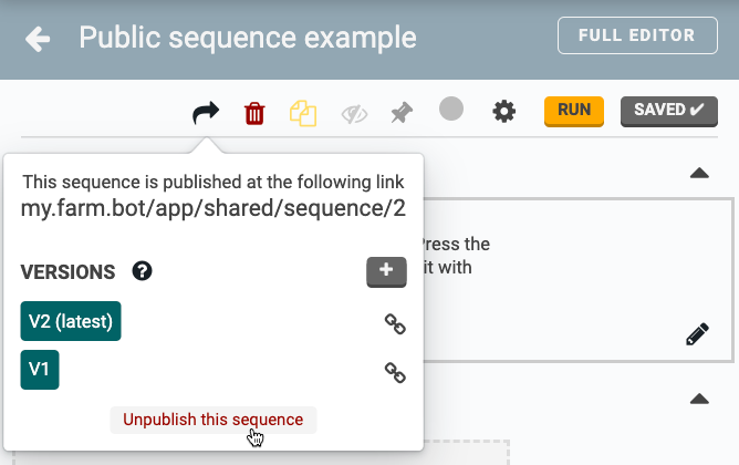 unpublish sequence unpublish sequence