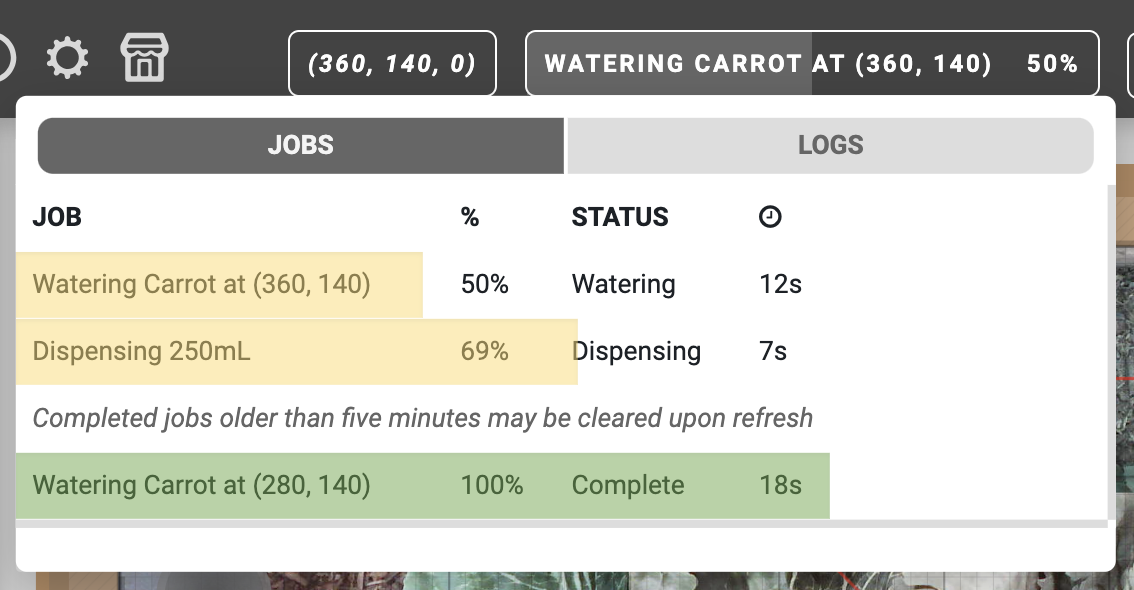 jobs and logs popup jobs and logs popup