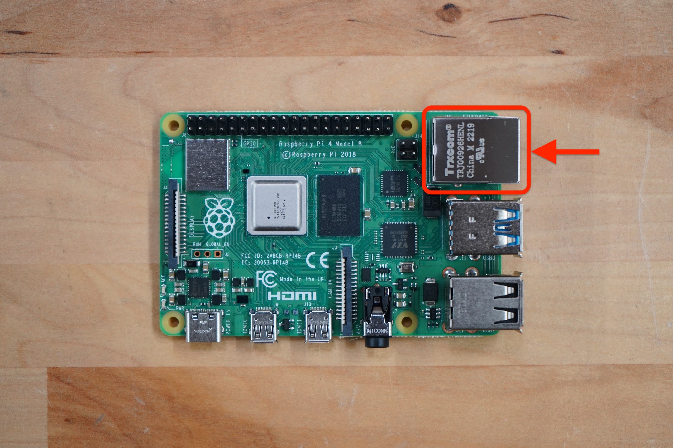 pi 4B with ethernet port labeled pi 4B with ethernet port labeled